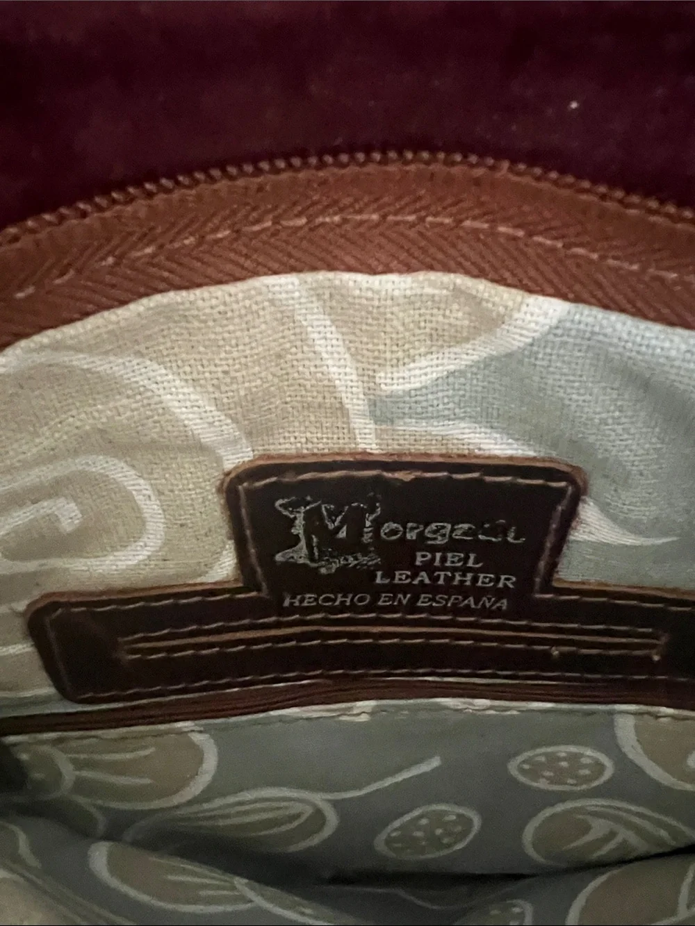 Classic Morgazl leather Crossbody made in Spain. Two-Tone Brown & Tan Leather